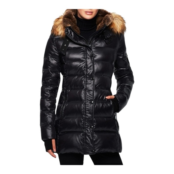 S13 Faux Fur Trim Down Puffer Jacket - Picture 1 of 7